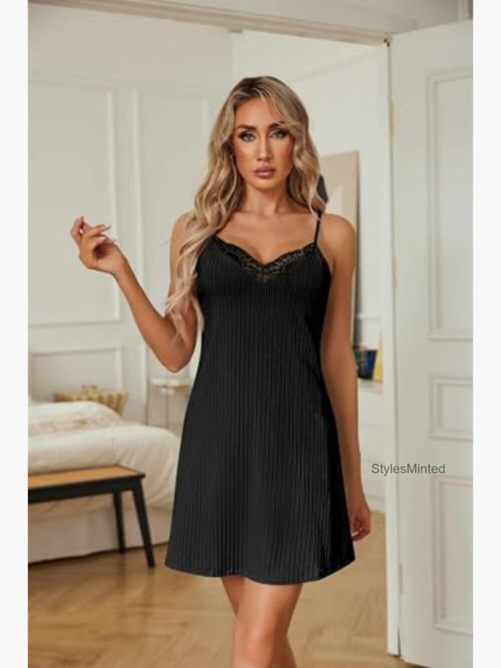 Sexy Lace Spaghetti Strap Cami Sleeveless Nightgown Sleep Dress - Women's - Picture 2 of 7